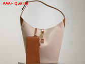 Saint Laurent Le 5 a 7 Hobo in Canvas and Leather Desert Dust and Brick Replica
