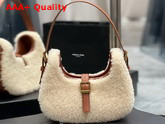 Saint Laurent Le Fermoir Hobo Bag in Merino Shearling Natural Beige Brick Replica