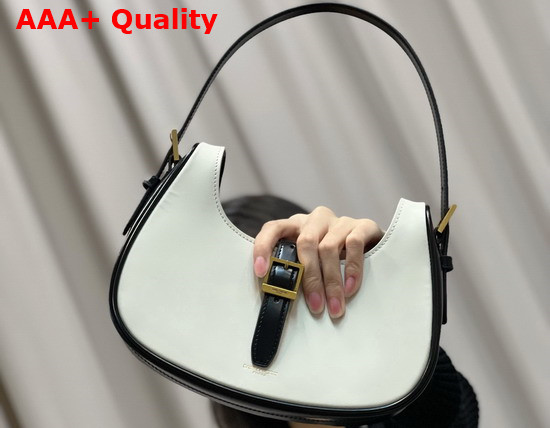 Saint Laurent Le Fermoir Hobo Bag in Shiny Leather White Replica