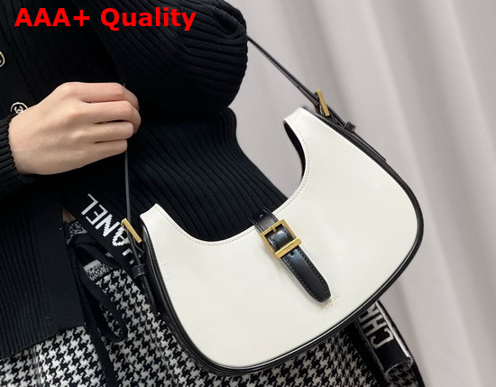 Saint Laurent Le Fermoir Hobo Bag in Shiny Leather White Replica