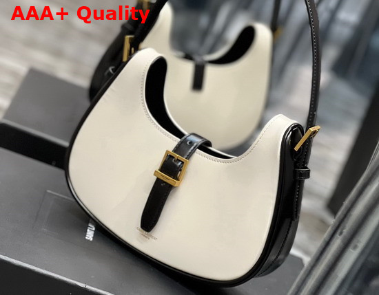 Saint Laurent Le Fermoir Hobo Bag in Shiny Leather White Replica