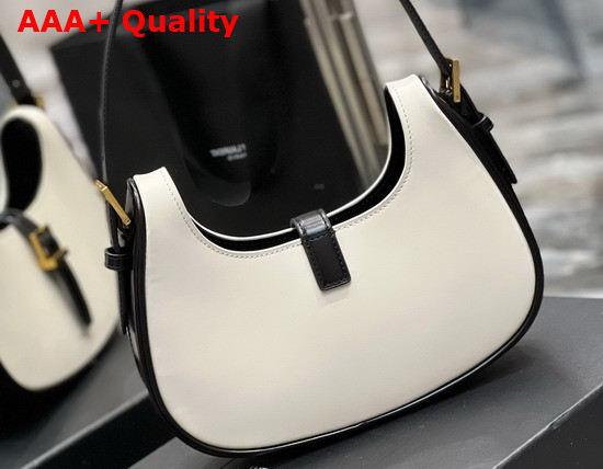 Saint Laurent Le Fermoir Hobo Bag in Shiny Leather White Replica