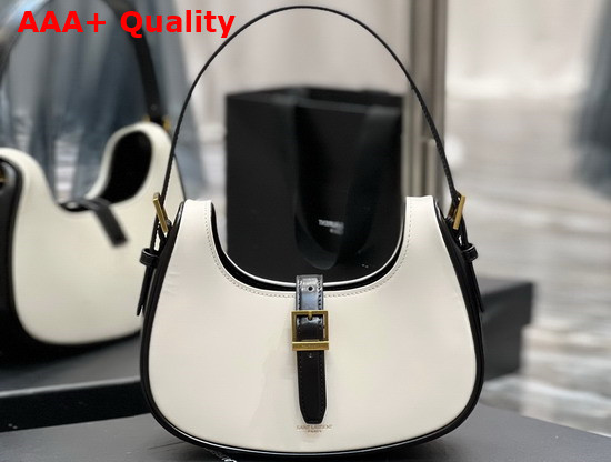 Saint Laurent Le Fermoir Hobo Bag in Shiny Leather White Replica
