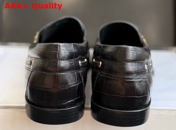 Saint Laurent Le Loafer Bateau in Black Crocodile Embossed Calfskin Replica