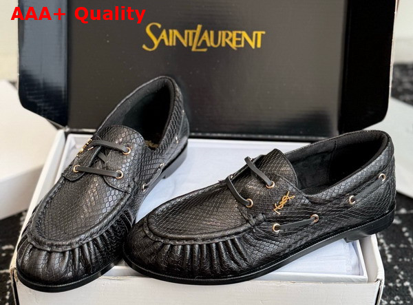 Saint Laurent Le Loafer Bateau in Black Python Replica