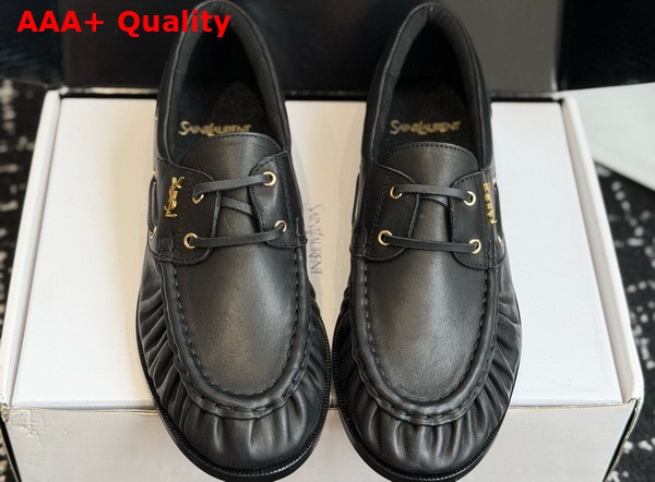 Saint Laurent Le Loafer Bateau in Black Smooth Seather Replica