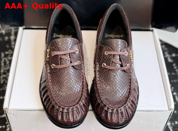 Saint Laurent Le Loafer Bateau in Brown Python Replica