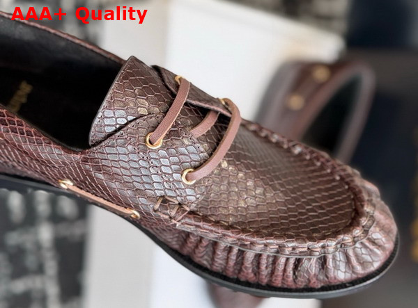 Saint Laurent Le Loafer Bateau in Brown Python Replica