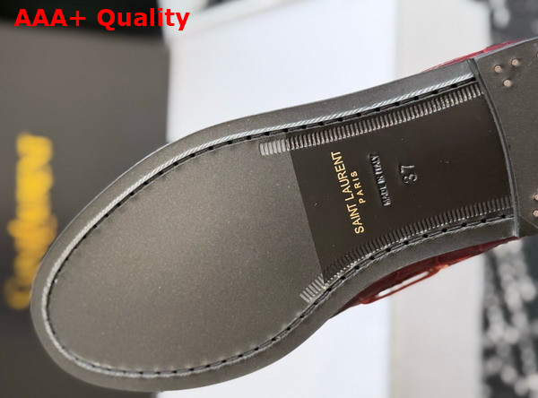 Saint Laurent Le Loafer Bateau in Burgundy Crocodile Embossed Calfskin Replica