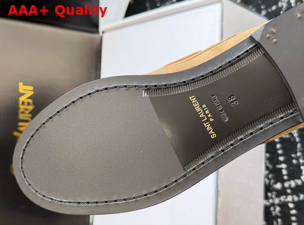Saint Laurent Le Loafer Bateau in Cognac Suede Calfskin Replica