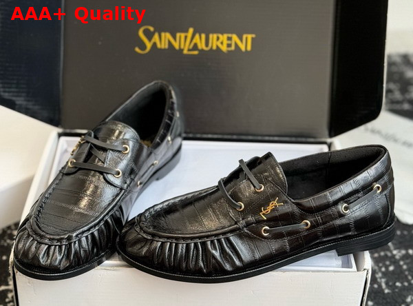 Saint Laurent Le Loafer Bateau in Hagfish Black Replica