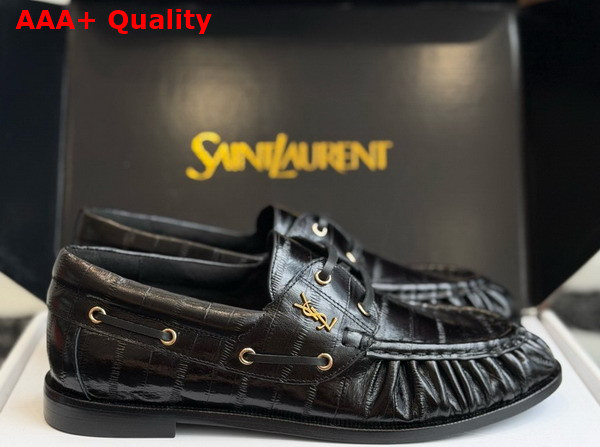 Saint Laurent Le Loafer Bateau in Hagfish Black Replica