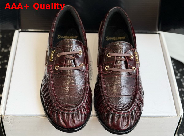 Saint Laurent Le Loafer Bateau in Hagfish Burgundy Replica