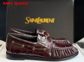 Saint Laurent Le Loafer Bateau in Hagfish Burgundy Replica