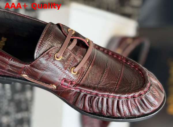 Saint Laurent Le Loafer Bateau in Hagfish Burgundy Replica