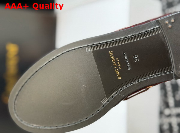 Saint Laurent Le Loafer Bateau in Hagfish Burgundy Replica