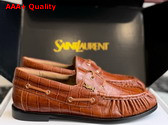 Saint Laurent Le Loafer Bateau in Havana Crocodile Embossed Calfskin Replica