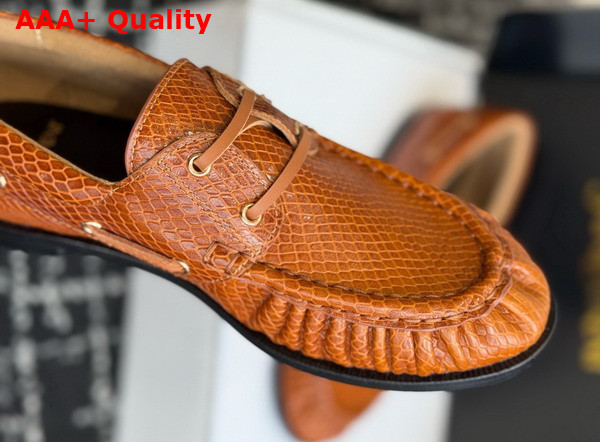 Saint Laurent Le Loafer Bateau in Natural Python Leather Replica