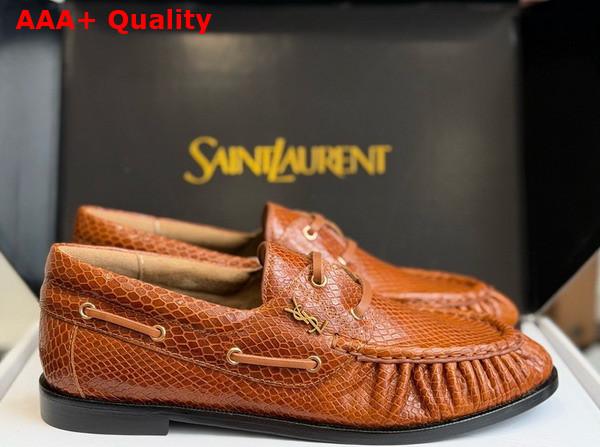 Saint Laurent Le Loafer Bateau in Natural Python Leather Replica