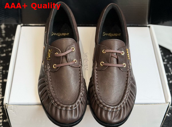 Saint Laurent Le Loafer Bateau in Paris Brown Smooth Leather Replica