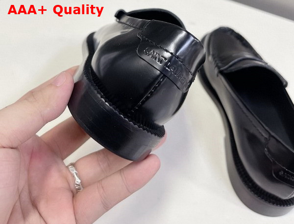 Saint Laurent Le Loafer Penny Slippers in Black Smooth Leather Replica