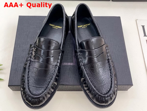 Saint Laurent Le Loafer Penny Slippers in Eel Black Replica