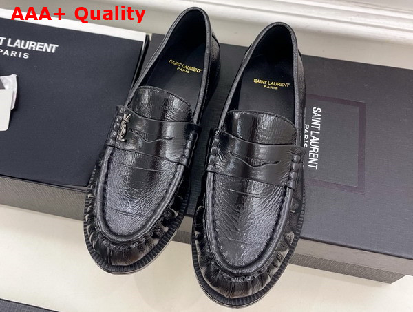 Saint Laurent Le Loafer Penny Slippers in Eel Black Replica