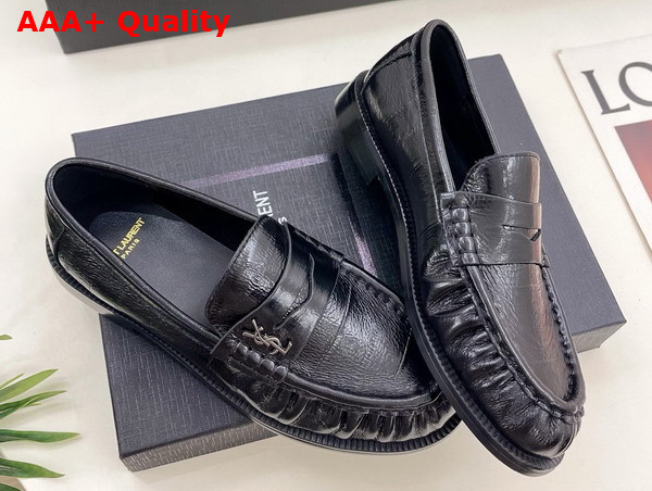Saint Laurent Le Loafer Penny Slippers in Eel Black Replica