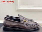Saint Laurent Le Loafer Penny Slippers in Eel Burnt Brown Replica