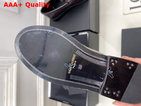 Saint Laurent Le Loafer Penny Slippers in Eel Burnt Brown Replica