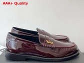 Saint Laurent Le Loafer Penny in Bordeaux Patent Leather Replica