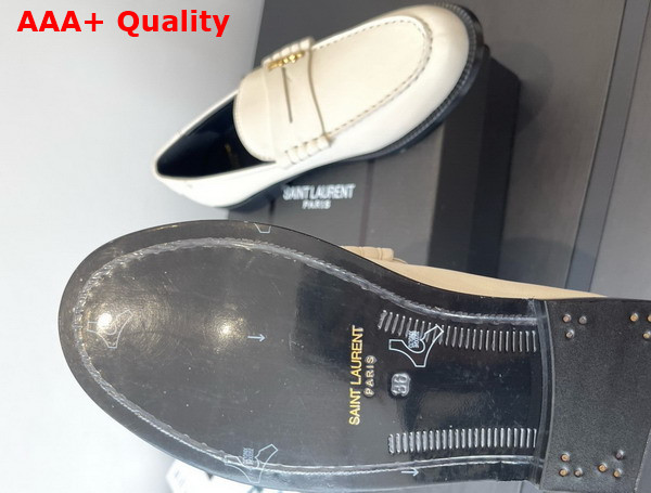 Saint Laurent Le Loafer Penny in Marble White Smooth Leather Replica