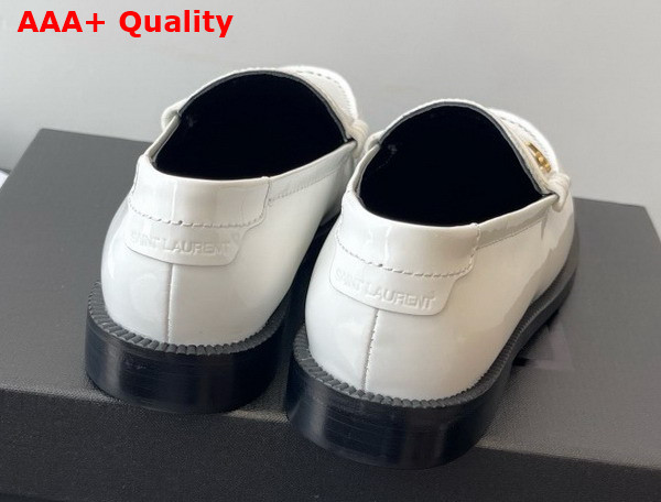Saint Laurent Le Loafer Penny in White Glazed Leather Replica