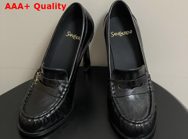 Saint Laurent Le Loafer Pumps in Black Shiny Leather Replica