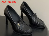 Saint Laurent Le Loafer Pumps in Black Shiny Leather Replica