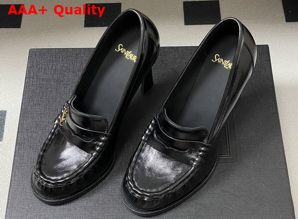 Saint Laurent Le Loafer Pumps in Black Shiny Leather Replica