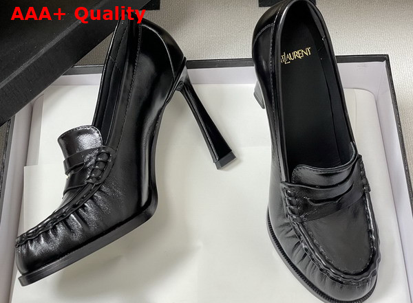 Saint Laurent Le Loafer Pumps in Black Shiny Leather Replica