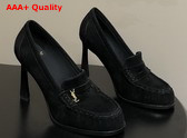 Saint Laurent Le Loafer Pumps in Black Suede Replica