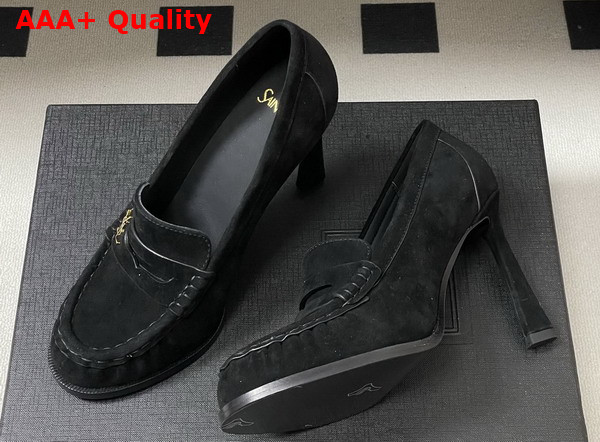 Saint Laurent Le Loafer Pumps in Black Suede Replica
