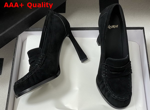 Saint Laurent Le Loafer Pumps in Black Suede Replica