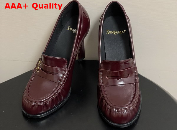 Saint Laurent Le Loafer Pumps in Bordeaux Shiny Leather Replica