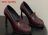 Saint Laurent Le Loafer Pumps in Bordeaux Shiny Leather Replica