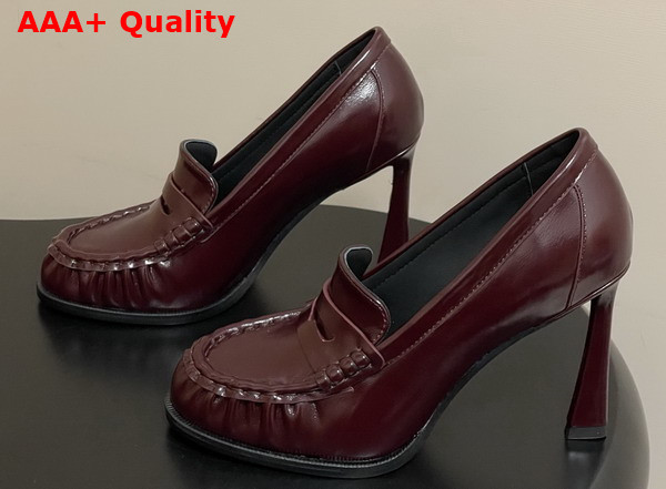 Saint Laurent Le Loafer Pumps in Bordeaux Shiny Leather Replica