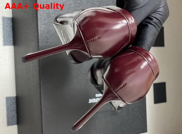 Saint Laurent Le Loafer Pumps in Bordeaux Shiny Leather Replica