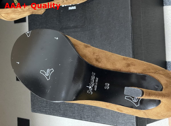 Saint Laurent Le Loafer Pumps in Dark Havana Suede Replica