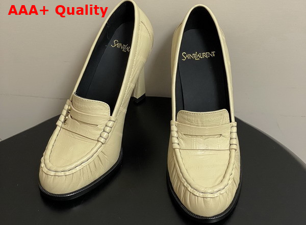 Saint Laurent Le Loafer Pumps in Eel Cream Replica