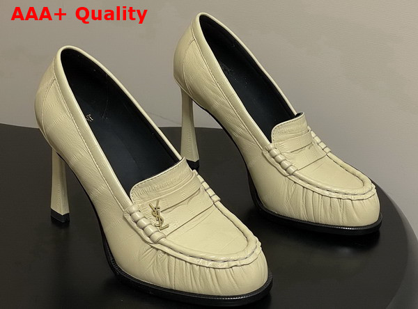 Saint Laurent Le Loafer Pumps in Eel Cream Replica
