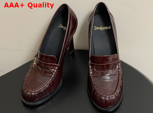 Saint Laurent Le Loafer Pumps in Eel Deep Bordeaux Replica