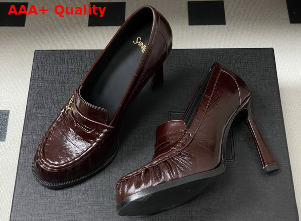 Saint Laurent Le Loafer Pumps in Eel Deep Bordeaux Replica