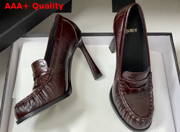 Saint Laurent Le Loafer Pumps in Eel Deep Bordeaux Replica